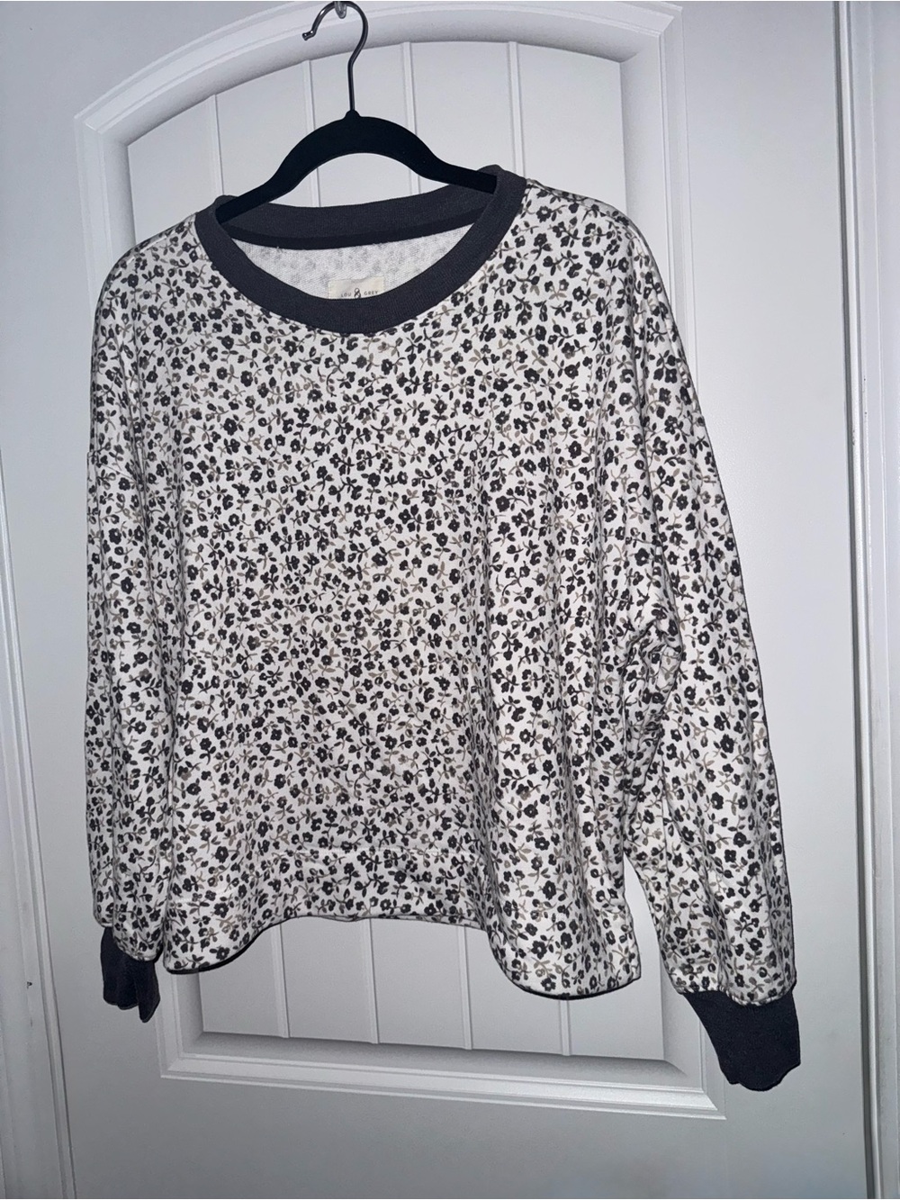 Lou & Grey Floral Sweatshirt Pullover Size S Black Cream